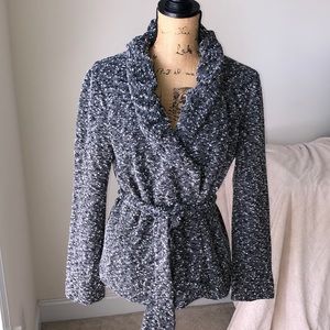 Cynthia Rowley tie front blazer ruffle neckline